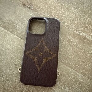 Louis Vuitton Brown and Gold iPhone 13 Pro Case and strap
